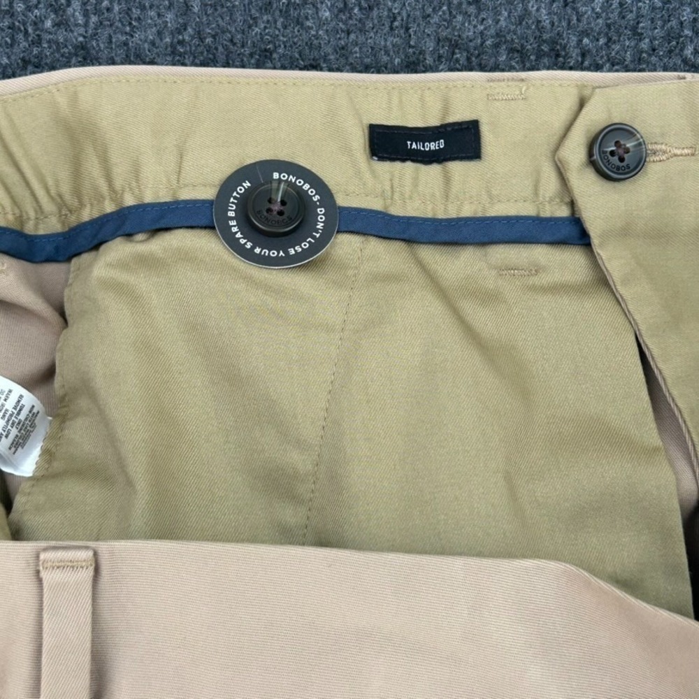 Bonobos Thursday Weekend Warrior Tailored Chino Pants Mens 35X34 Khaki Preppy - Picture 7 of 10